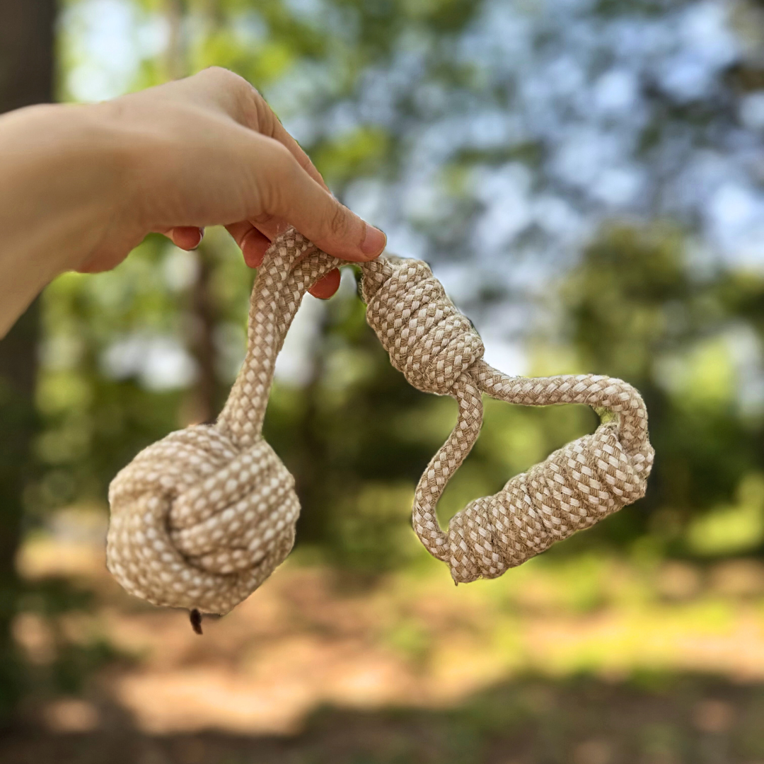 Forest Knot Hemp Rope Tug Toy with Handle