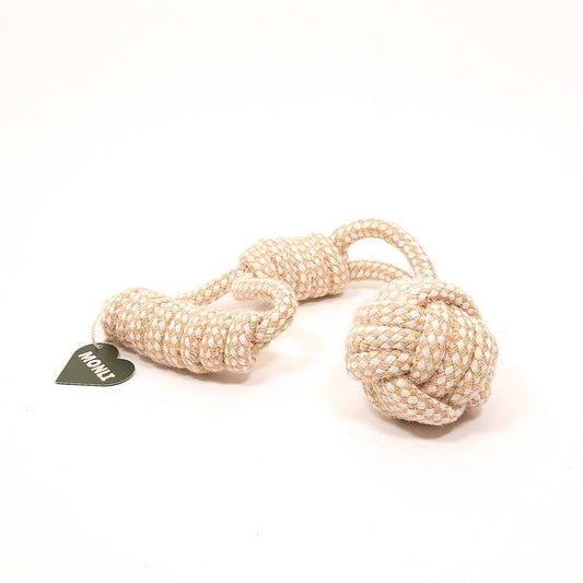 Forest Knot Hemp Rope Tug Toy with Handle