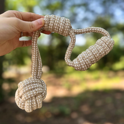 Forest Knot Hemp Rope Tug Toy with Handle